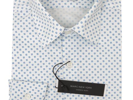 Andrew Marc 34942 Boy s Dress Shirt - Skinny Fit - Neat - White Blue Hot on Sale