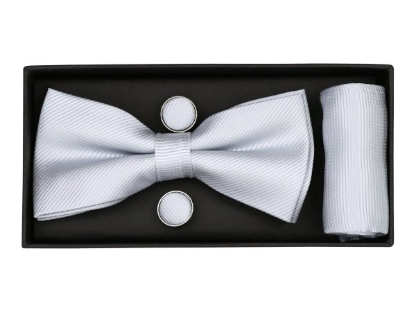 Heritage House 38080 Young Men s Bow Tie Set - Diagonal Solid - Grey on Sale