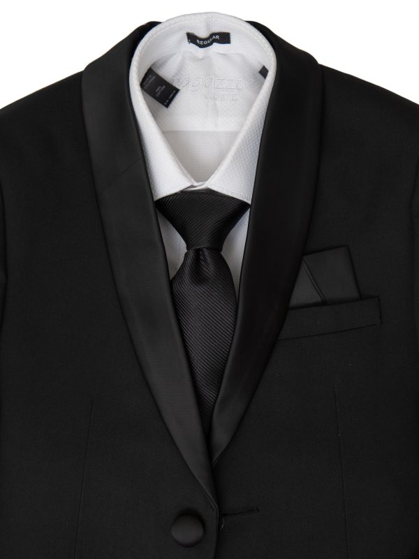 Leo & Zachary 36302 Boy s Skinny Fit Tuxedo - Shawl Collar - Solid - Black For Discount