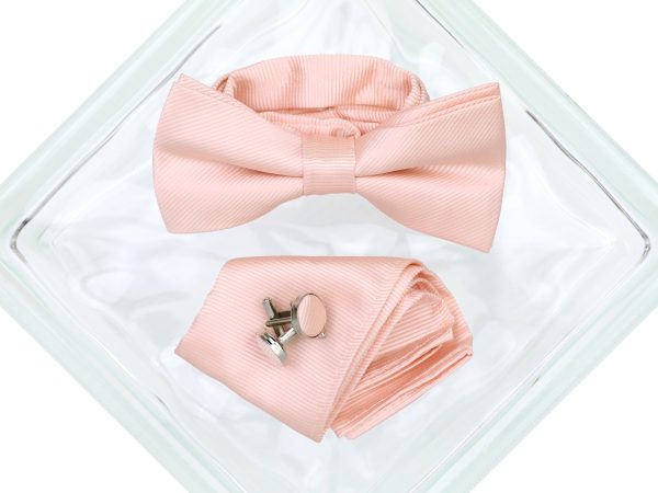 Heritage House 38084 Young Men s Bow Tie Set - Diagonal Solid - Light Pink Hot on Sale