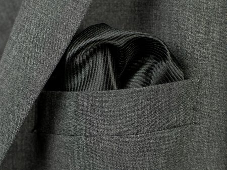 Heritage House Pocket Square 30745PS - Tonal Stripe - Black Online Sale