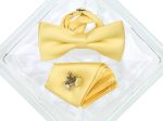 Heritage House 38082 Young Men s Bow Tie Set - Diagonal Solid - Yellow Sale