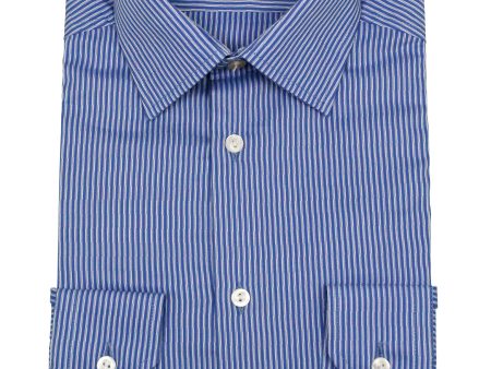 PinoPorte 35919 Boy s Dress Shirt - Broken Stripe - Azure Fashion