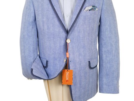 Tallia 30793 Boy s Sport Coat - Herringbone- Periwinkle Online Sale