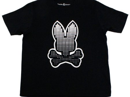 Psycho Bunny 36121 Boy s Short Sleeve Graphic Tee - Strype - Black Supply