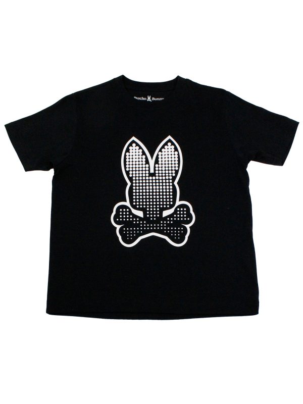 Psycho Bunny 36121 Boy s Short Sleeve Graphic Tee - Strype - Black Supply