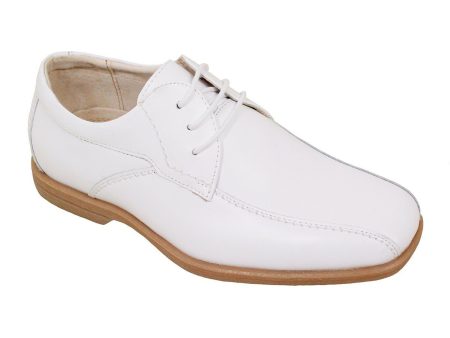 Florsheim 23966 Leather Boy s Shoe - Oxford - Bicycle Toe - White For Sale