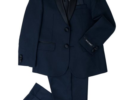 Leo & Zachary 36313 Boy s Skinny Fit Tuxedo - Shawl Collar - Solid - Navy For Cheap