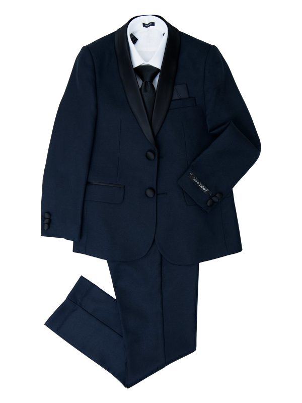 Leo & Zachary 36313 Boy s Skinny Fit Tuxedo - Shawl Collar - Solid - Navy For Cheap