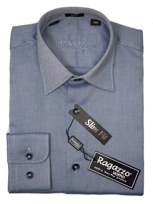 Ragazzo 26306 Boy s Dress Shirt - Blue Weave - Slim Fit Online now