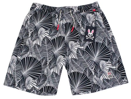 Psycho Bunny 33976 Boy s Swim Trunks - Black White Discount