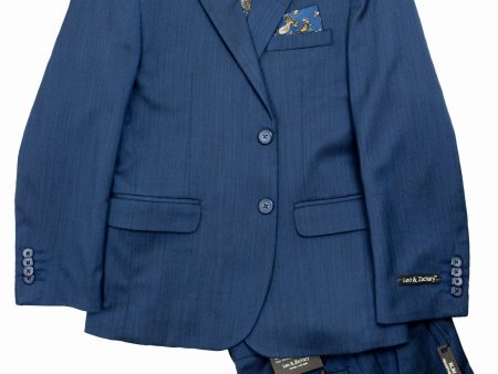 Leo & Zachary 28155 67% Polyester   33% Viscose Boy s Suit Separates Jacket - Sharkskin - Ink Blue For Sale