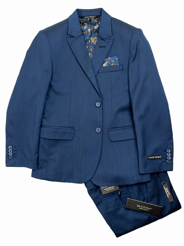 Leo & Zachary 28155 67% Polyester   33% Viscose Boy s Suit Separates Jacket - Sharkskin - Ink Blue For Sale