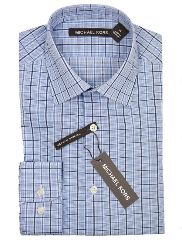 Michael Kors Boy s Dress Shirt 26166 Blue Check Online now