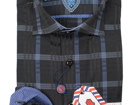 Luchiano Visconti Boy s Sport Shirt 30023 - Plaid - Black Fashion