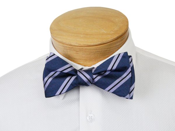 ScottyZ 33019 Young Men s Bow Tie - Stripe - Navy Lilac For Discount