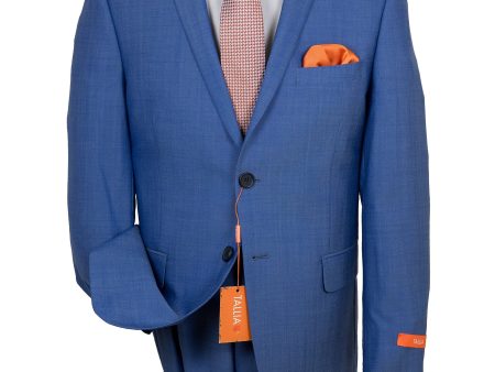 Tallia 27828 100% Wool Boy s Skinny Suit - Sharkskin - Blue Online now