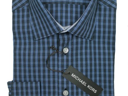 Michael Kors 22906 100% Cotton Boy s Dress Shirt - Checks - Blue And Black For Discount