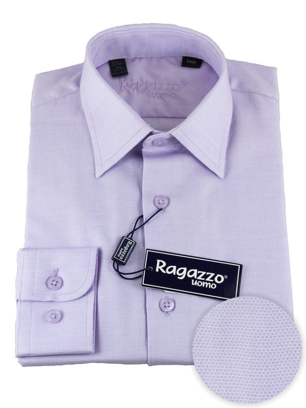 Ragazzo 25492 100% Cotton Boy s Dress Shirt - Diamond Weave - Lavender Online