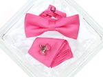 Heritage House 38085 Young Men s Bow Tie Set - Diagonal Solid - Hot Pink Hot on Sale