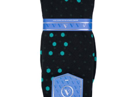 Vannucci Men s Socks 32478 - Polka Dots - Black Blue For Discount