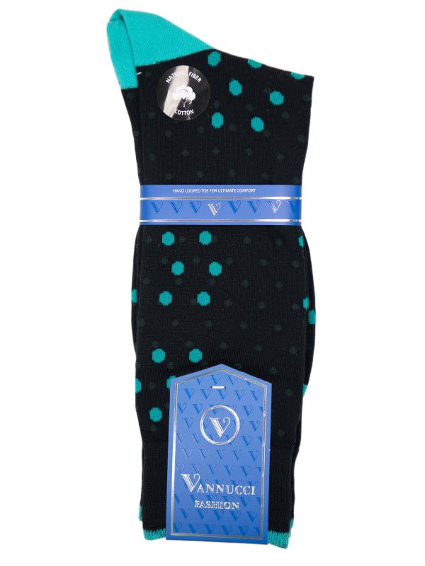 Vannucci Men s Socks 32478 - Polka Dots - Black Blue For Discount