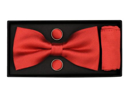 Heritage House 38091 Young Men s Bow Tie Set - Diagonal Solid - Red Cheap