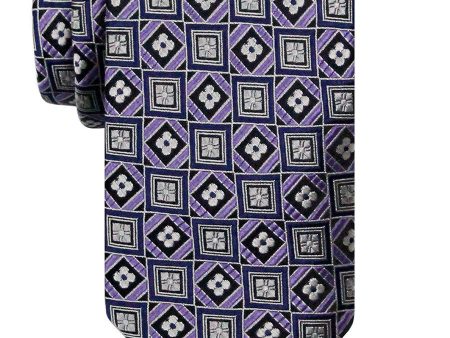 Heritage House 24498 100% Silk Boy s Tie - Geometric Squares - Purple Cheap