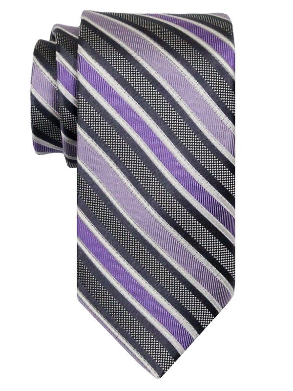 Heritage House 24520 100% Silk Boy s Tie - Stripe - Purple on Sale