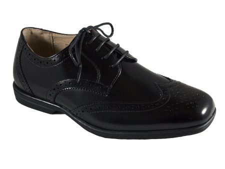 Florsheim 25573 Lace-Up Boy s Shoe - Wing Tip- Black Supply