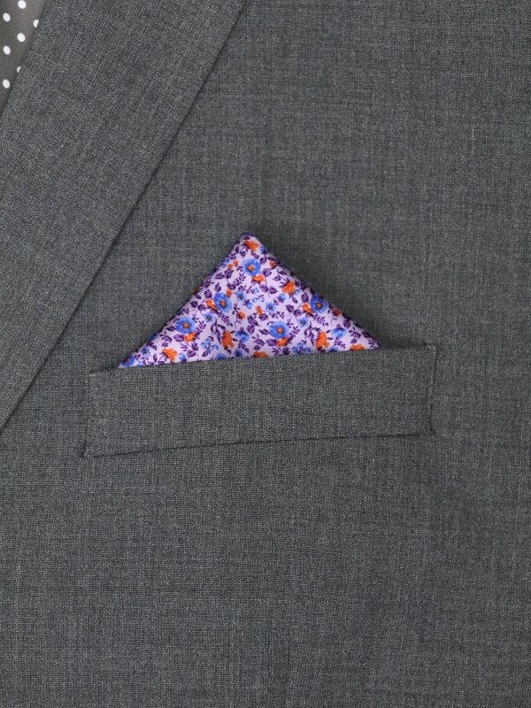 Heritage House 37794 Pocket Square - Neat - Eggplant Orange Sky Sale