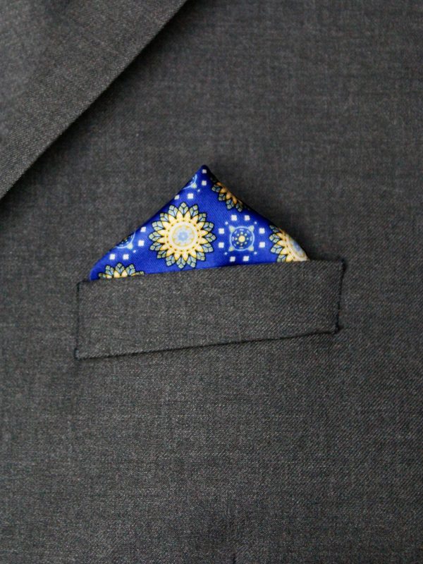 Heritage House Pocket Square 35282 - Neat - Yellow Blue on Sale