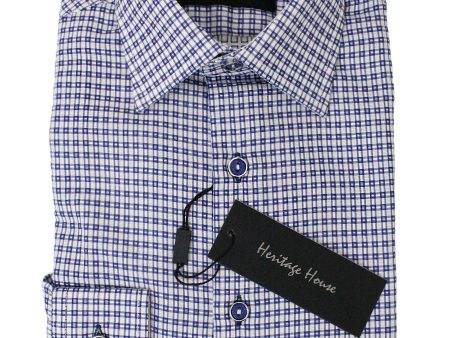 Heritage House 35018 Boy s Dress Shirt - Check - Blue White Fashion