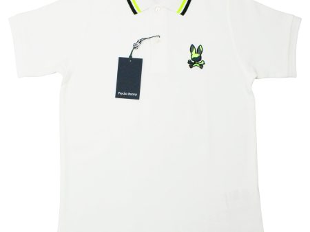 Psycho Bunny 36358 Boy s Short Sleeve Pique Polo - White Cheap