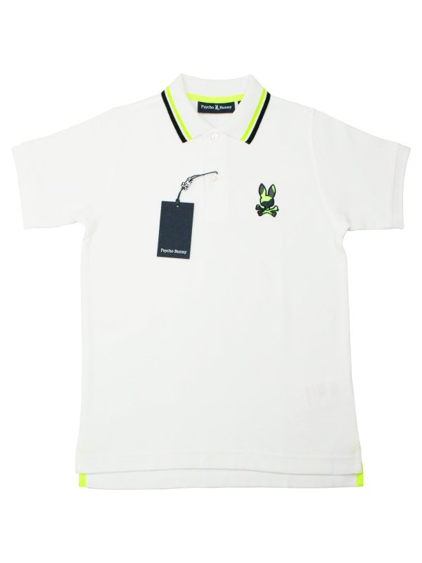 Psycho Bunny 36358 Boy s Short Sleeve Pique Polo - White Cheap