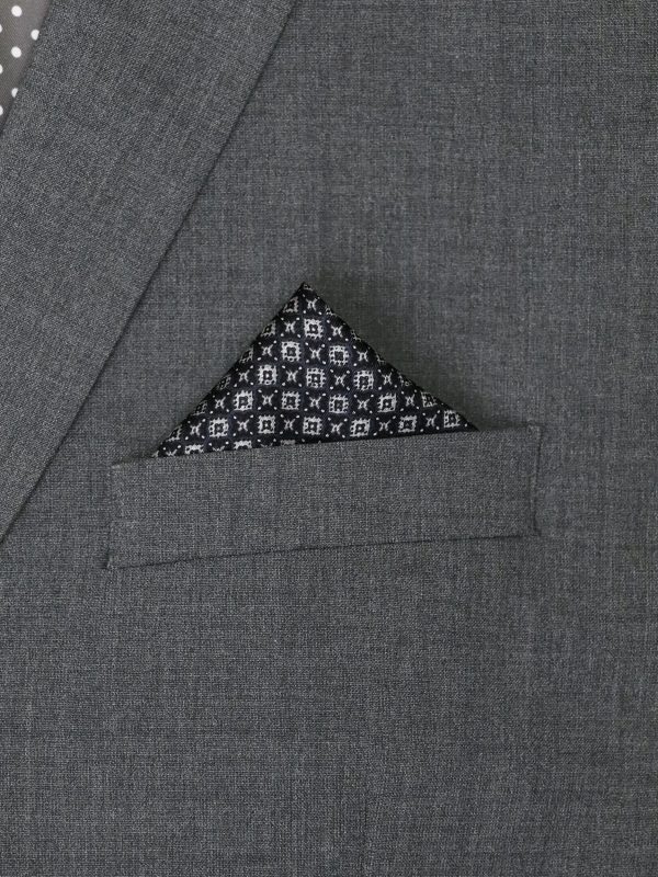 Heritage House 37795 Pocket Square - Neat - Black Silver Hot on Sale