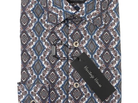 Heritage House 35032 Boy s Dress Shirt - Medallion - Green Blue Online Hot Sale