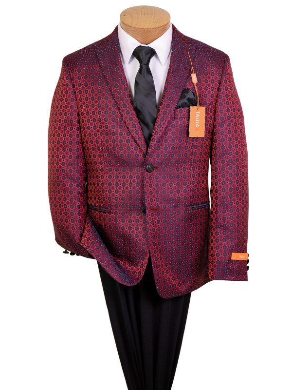 Tallia 29990 Boy s Sport Coat - Neat Pattern - Burgundy For Cheap