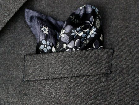 Heritage House Pocket Square 35278 - Floral - Black Grey Online