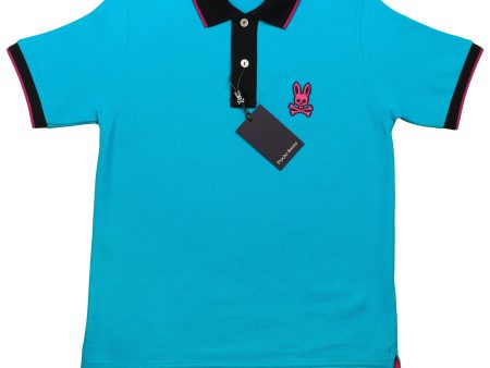 Psycho Bunny 36923 Boy s Short Sleeve Polo - Sacramento Pique- Blue Danube on Sale