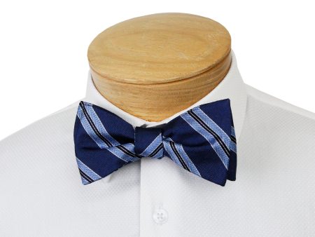 ScottyZ 33018 Young Men s Bow Tie - Stripe - Navy Blue For Cheap