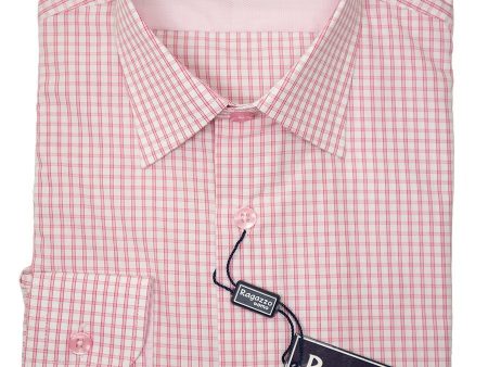 Ragazzo 26285 Boy s Sport Shirt - Cotton - Salmon Check, Long Sleeve For Discount