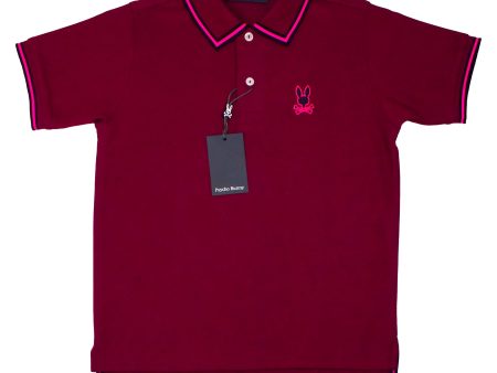 Psycho Bunny 36811 Boy s Short Sleeve Pique Polo - Crimson Hot on Sale