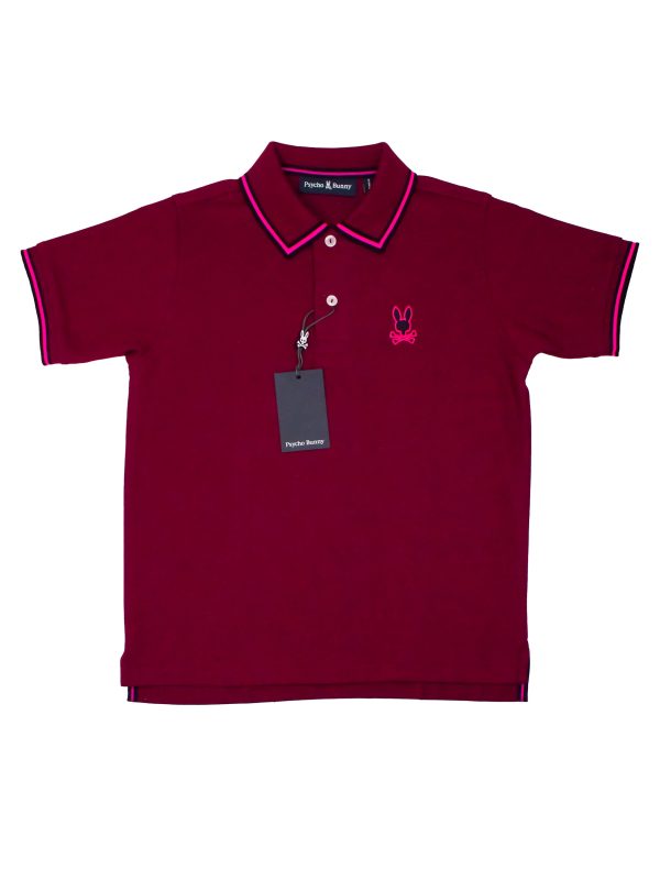 Psycho Bunny 36811 Boy s Short Sleeve Pique Polo - Crimson Hot on Sale