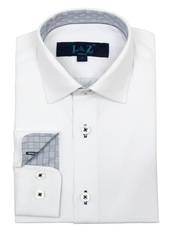 Leo & Zachary 35652 Boy s Dress Shirt - White Black on Sale