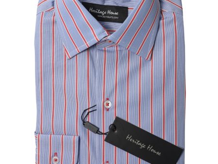 Heritage House 34997 Boy s Dress Shirt - Stripe - Blue Red Supply