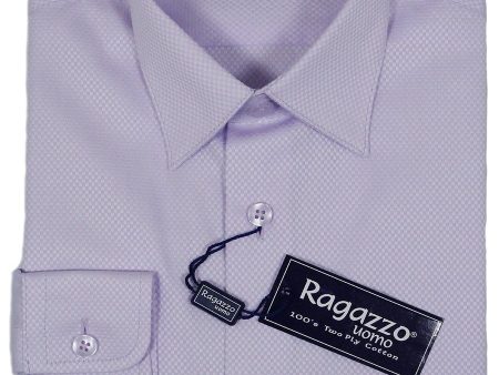 Ragazzo 23412 100% Cotton Boy s Dress Shirt - Box Weave - Lilac Sale