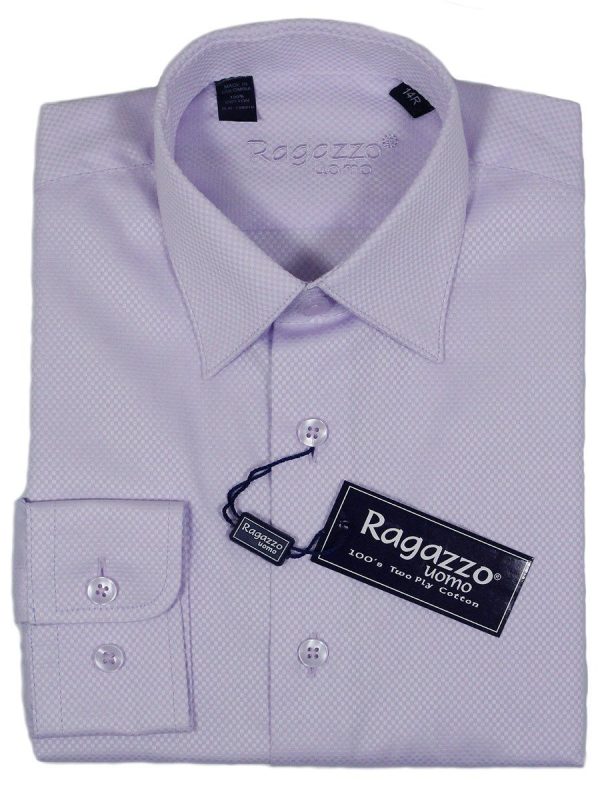 Ragazzo 23412 100% Cotton Boy s Dress Shirt - Box Weave - Lilac Sale