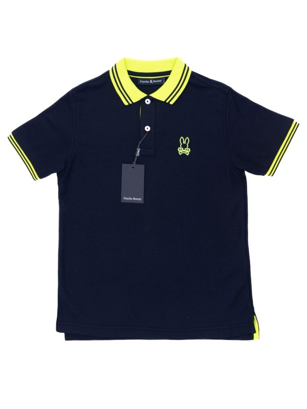 Psycho Bunny 36979 Boy s Short Sleeve Polo - Santa Monica Pique - Navy Online