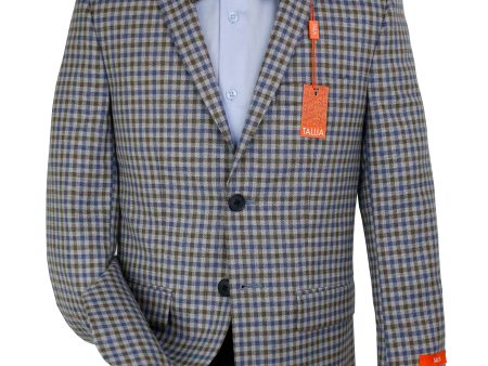 Tallia Boy s Sport Coat 35415 Check - Beige Blue Online Hot Sale